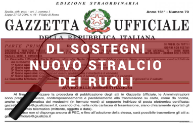 DL Sostegni nuovo stralcio ruoli